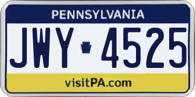 PA license plate JWY4525