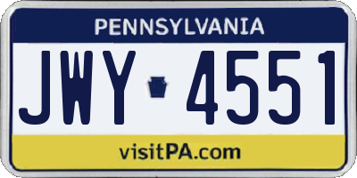 PA license plate JWY4551