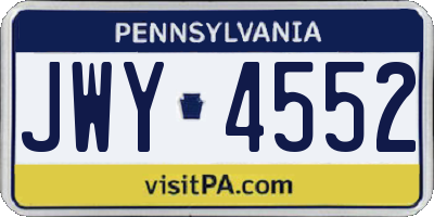 PA license plate JWY4552