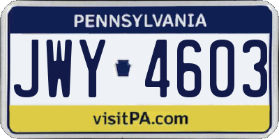 PA license plate JWY4603