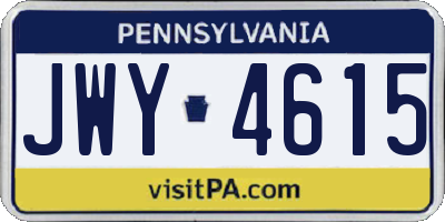 PA license plate JWY4615