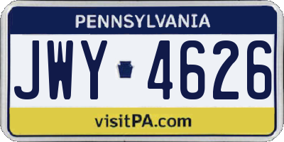 PA license plate JWY4626