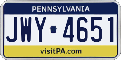 PA license plate JWY4651