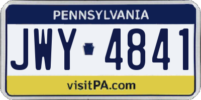 PA license plate JWY4841