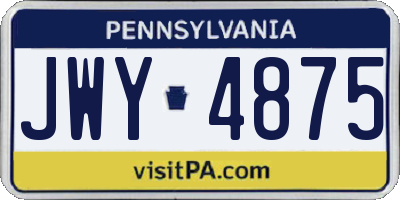 PA license plate JWY4875