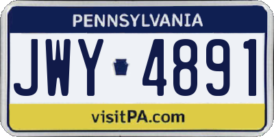 PA license plate JWY4891