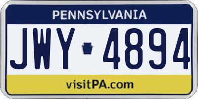 PA license plate JWY4894