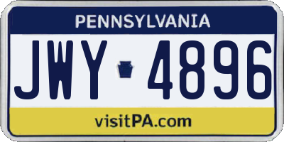 PA license plate JWY4896