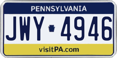 PA license plate JWY4946