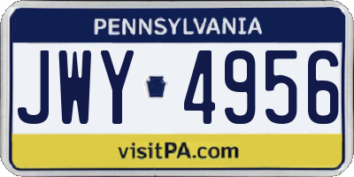 PA license plate JWY4956