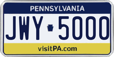 PA license plate JWY5000
