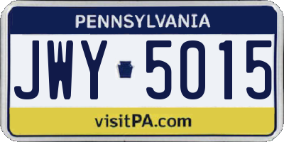 PA license plate JWY5015
