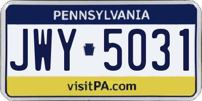 PA license plate JWY5031
