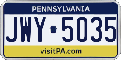 PA license plate JWY5035