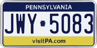 PA license plate JWY5083