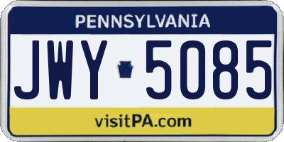 PA license plate JWY5085