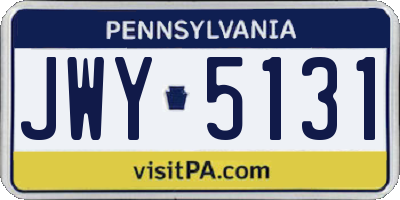 PA license plate JWY5131