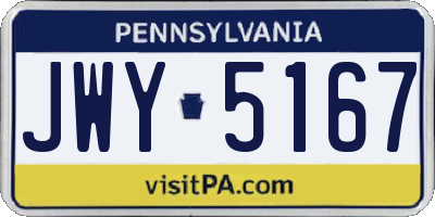 PA license plate JWY5167