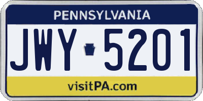 PA license plate JWY5201
