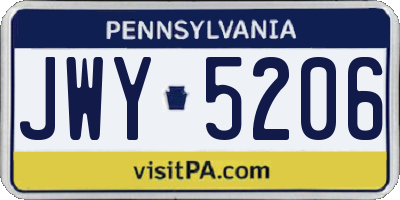PA license plate JWY5206
