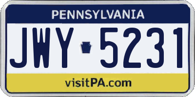 PA license plate JWY5231