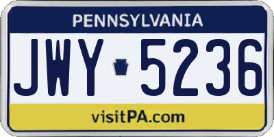 PA license plate JWY5236