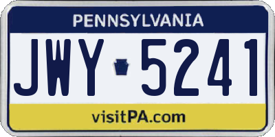 PA license plate JWY5241