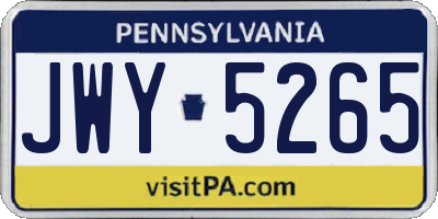 PA license plate JWY5265