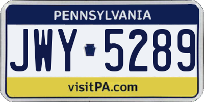 PA license plate JWY5289