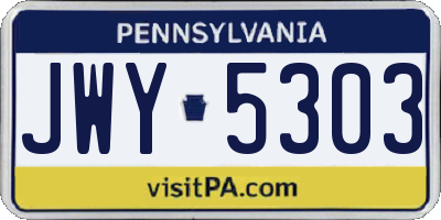 PA license plate JWY5303