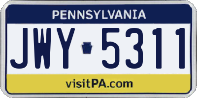 PA license plate JWY5311