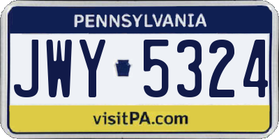 PA license plate JWY5324