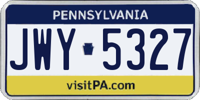 PA license plate JWY5327
