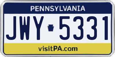 PA license plate JWY5331