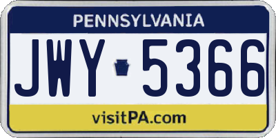 PA license plate JWY5366