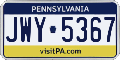 PA license plate JWY5367