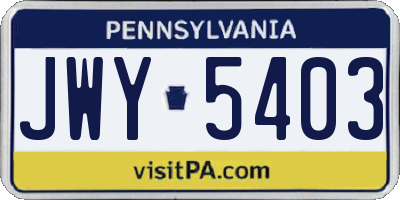 PA license plate JWY5403
