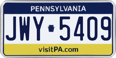 PA license plate JWY5409