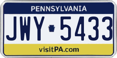 PA license plate JWY5433