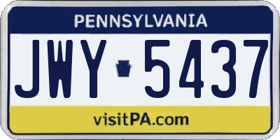PA license plate JWY5437