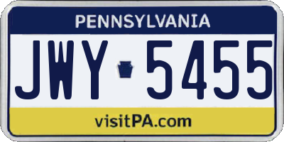 PA license plate JWY5455