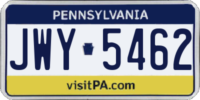 PA license plate JWY5462