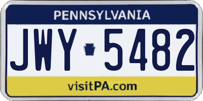 PA license plate JWY5482