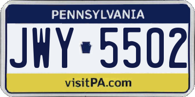 PA license plate JWY5502