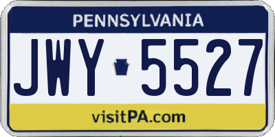 PA license plate JWY5527
