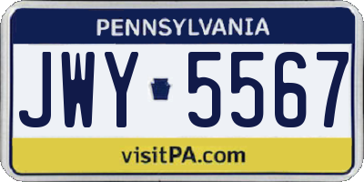 PA license plate JWY5567