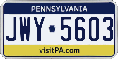 PA license plate JWY5603