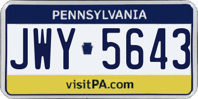 PA license plate JWY5643