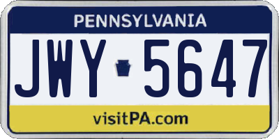 PA license plate JWY5647
