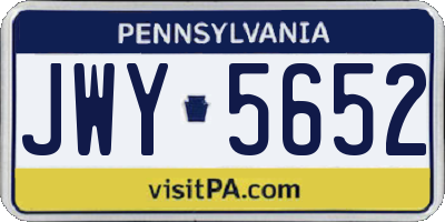 PA license plate JWY5652